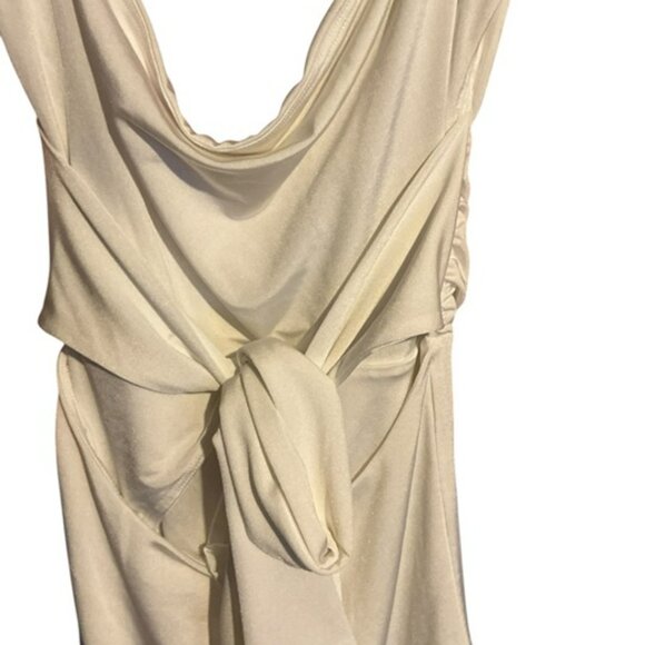 Lucy in the Sky White Dress 1" Straps Drape Top Rouched Side Split XS Open Back - Picture 1 of 6